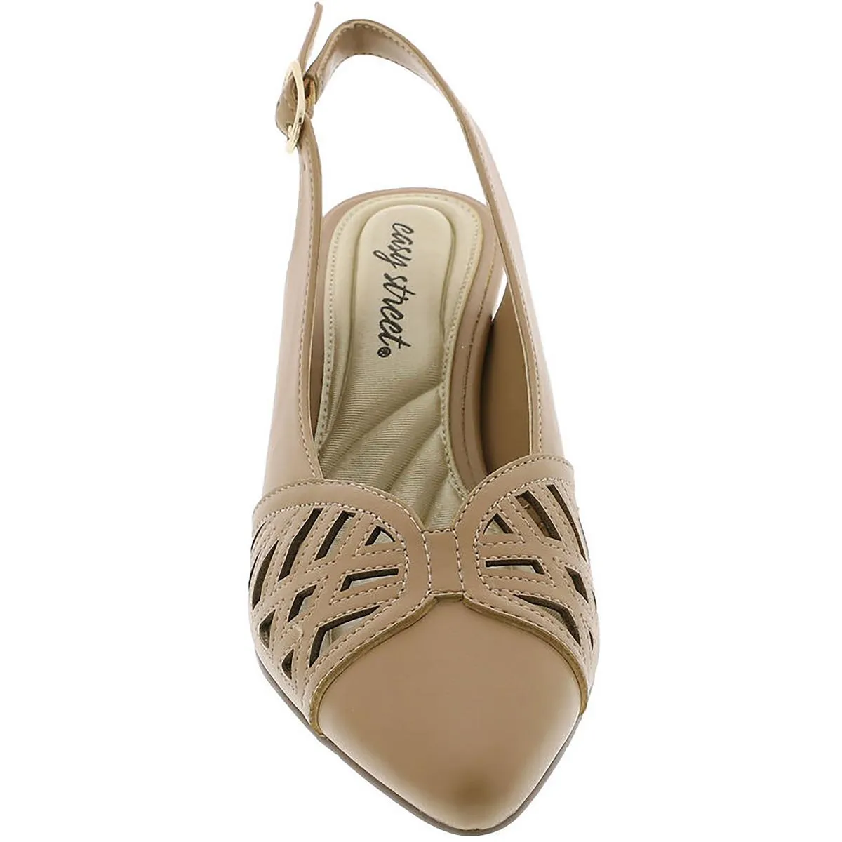 Bizzy Womens Faux Leather Block Heel Slingback Heels