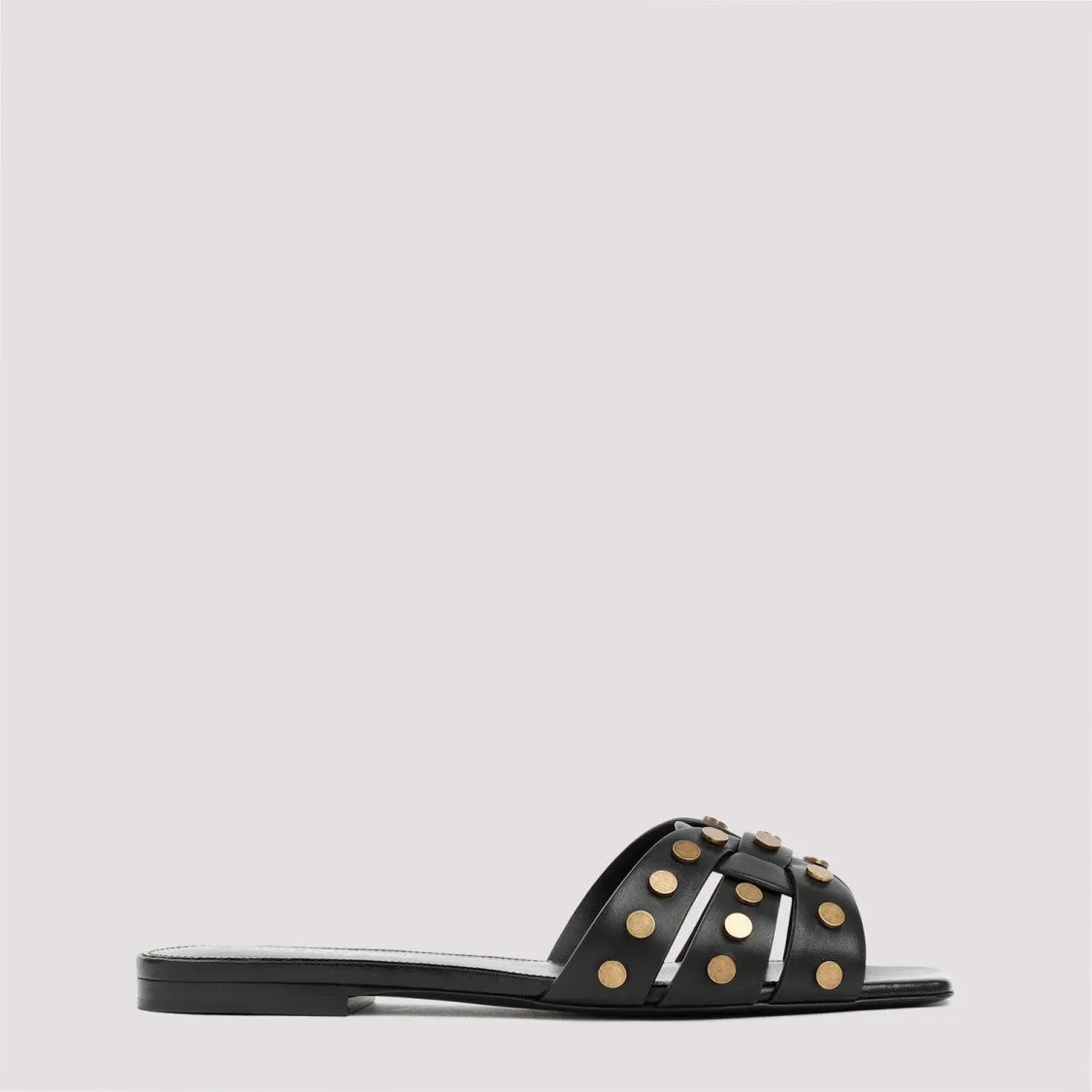 Black Leather Tribute Studded Sandals
