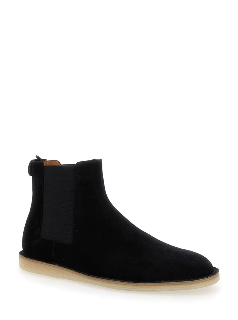 Black Pull-On Ankle Boots With Dg Logo In Suede