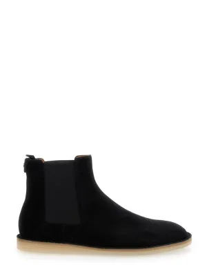 Black Pull-On Ankle Boots With Dg Logo In Suede