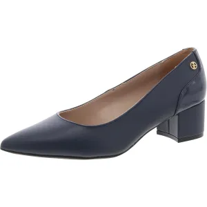 Blakely Womens Solid Faux Leather Block Heels