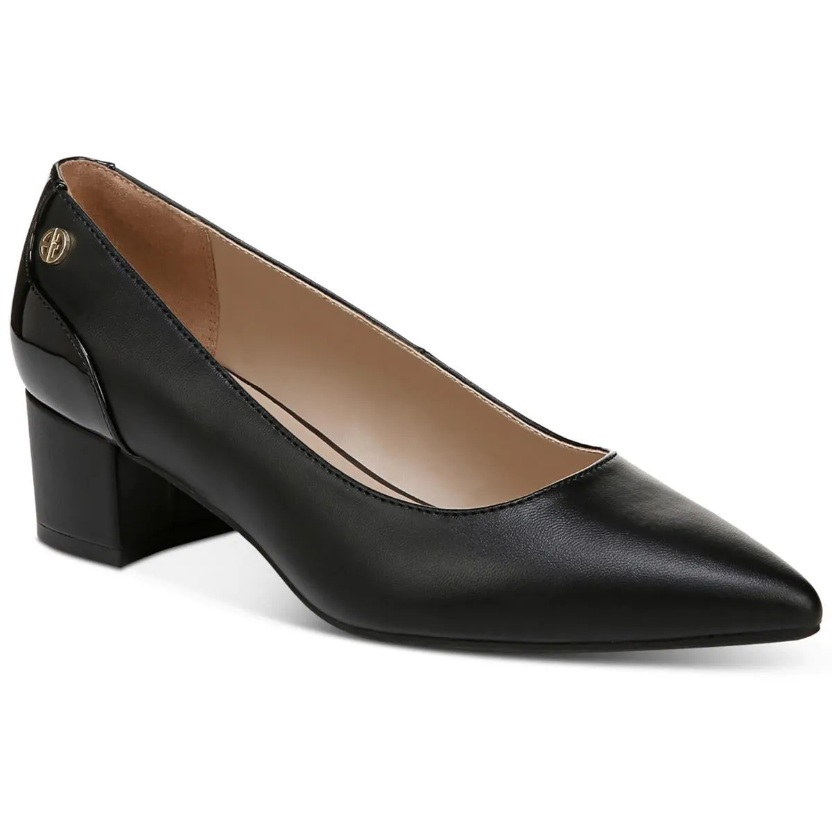 Blakely Womens Solid Faux Leather Block Heels