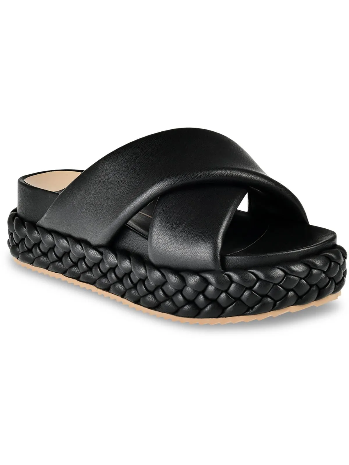 BLUME Womens Faux Leather Slip On Slide Sandals