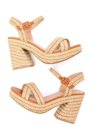 Bon Voyage Rope Woven Heel Shoes In Tan
