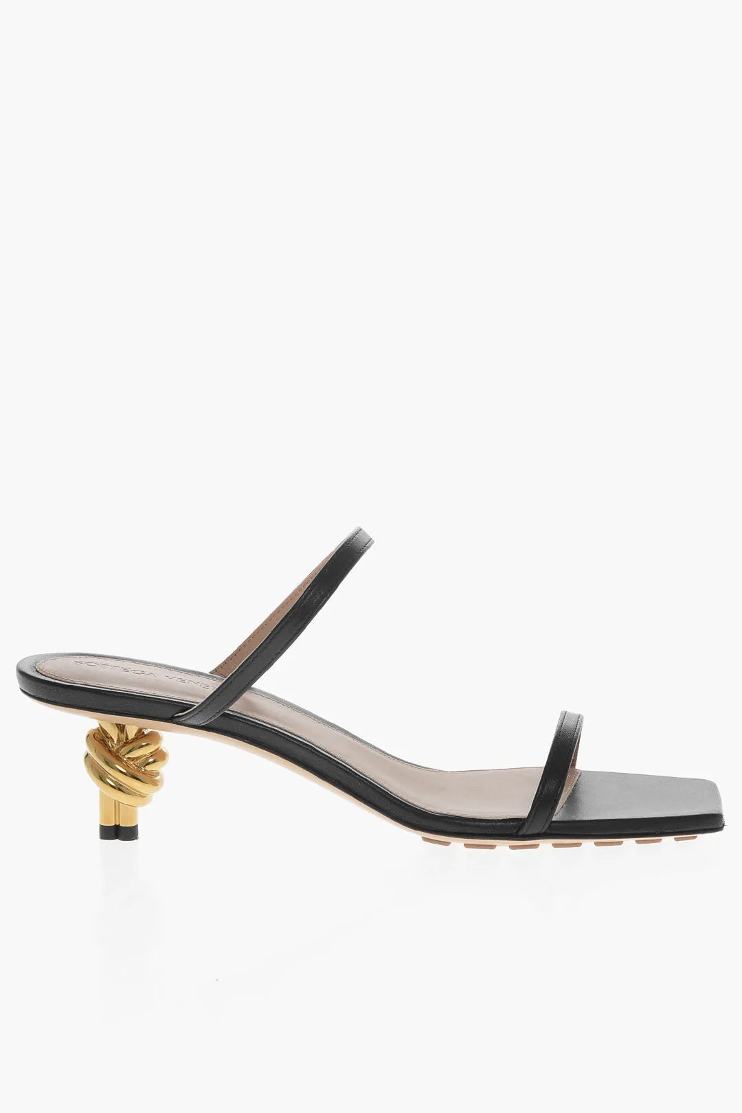 Bottega Veneta Leather Knot Sandals With Design Heel 5Cm