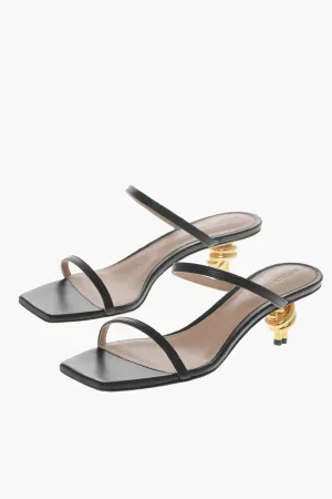 Bottega Veneta Leather Knot Sandals With Design Heel 5Cm