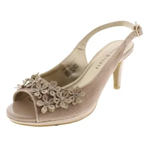 Bronaa Womens Contrast Trim Open Toe Slingback Heels