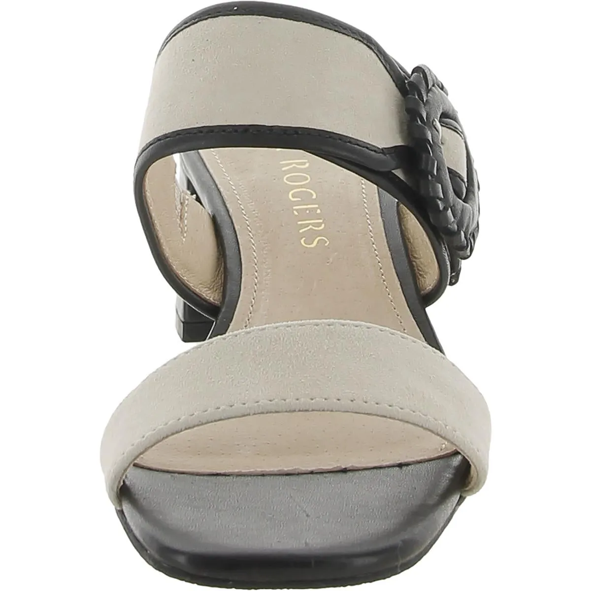 CALLIE Womens Open Toe Round Buckles Block Heel