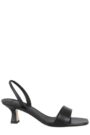 Cameron 055 Black Leather Sandals With Elasticized Strap