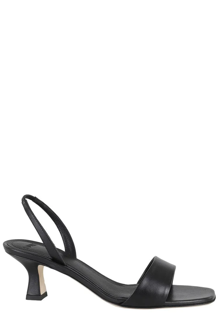 Cameron 055 Black Leather Sandals With Elasticized Strap