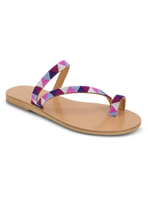 Capri Womens Faux Leather Toe Strap Slide Sandals