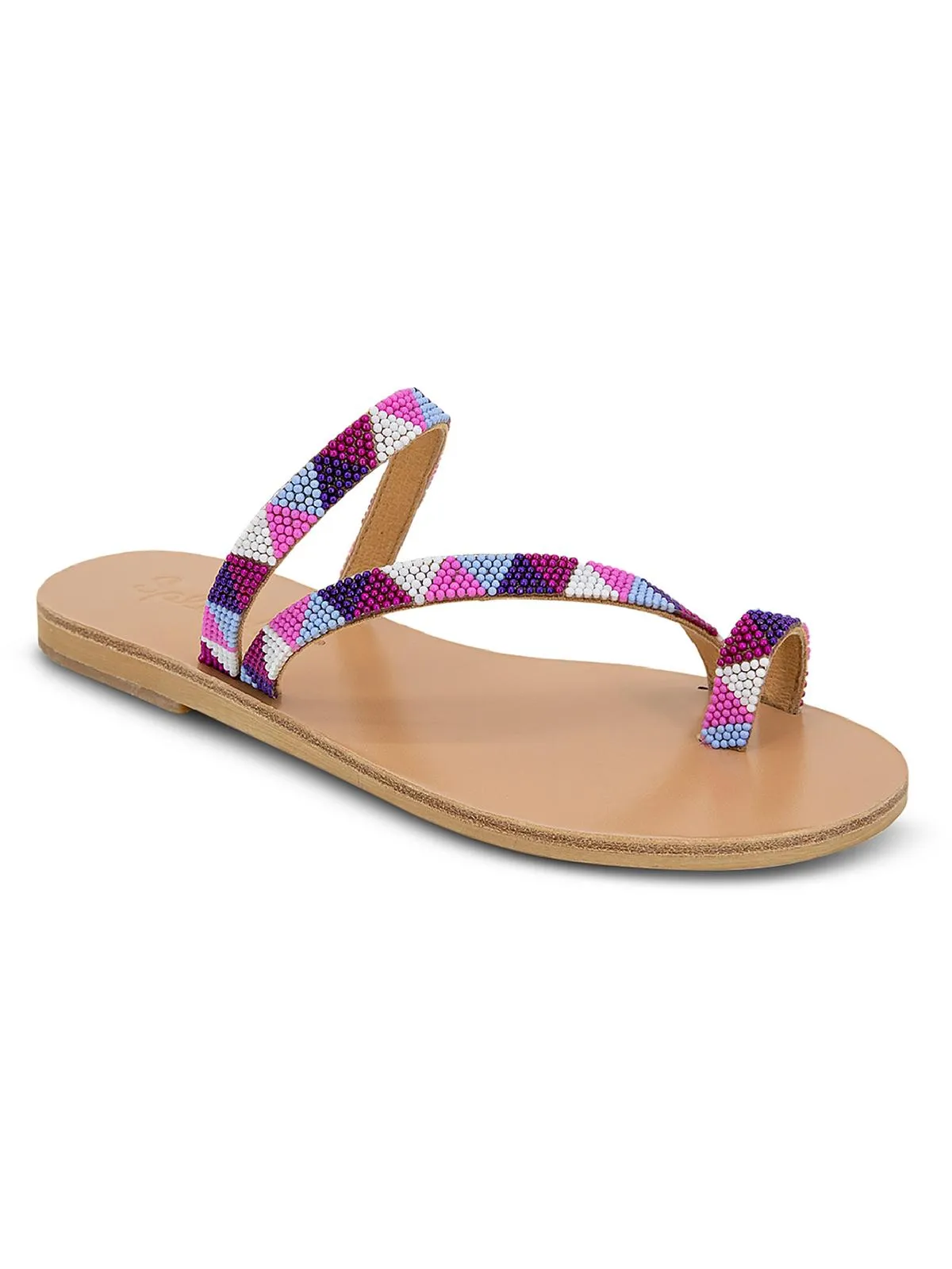Capri Womens Faux Leather Toe Strap Slide Sandals