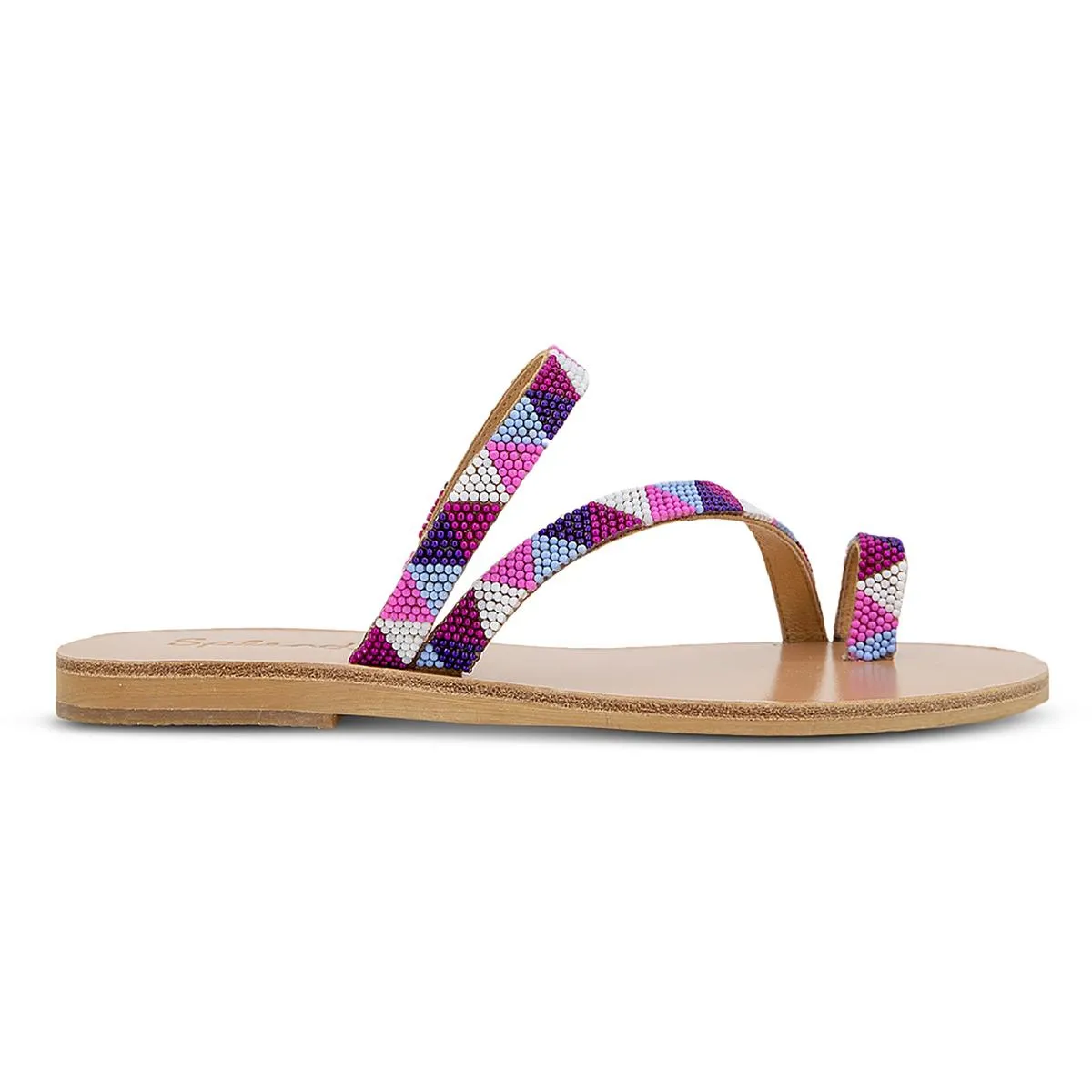 Capri Womens Faux Leather Toe Strap Slide Sandals