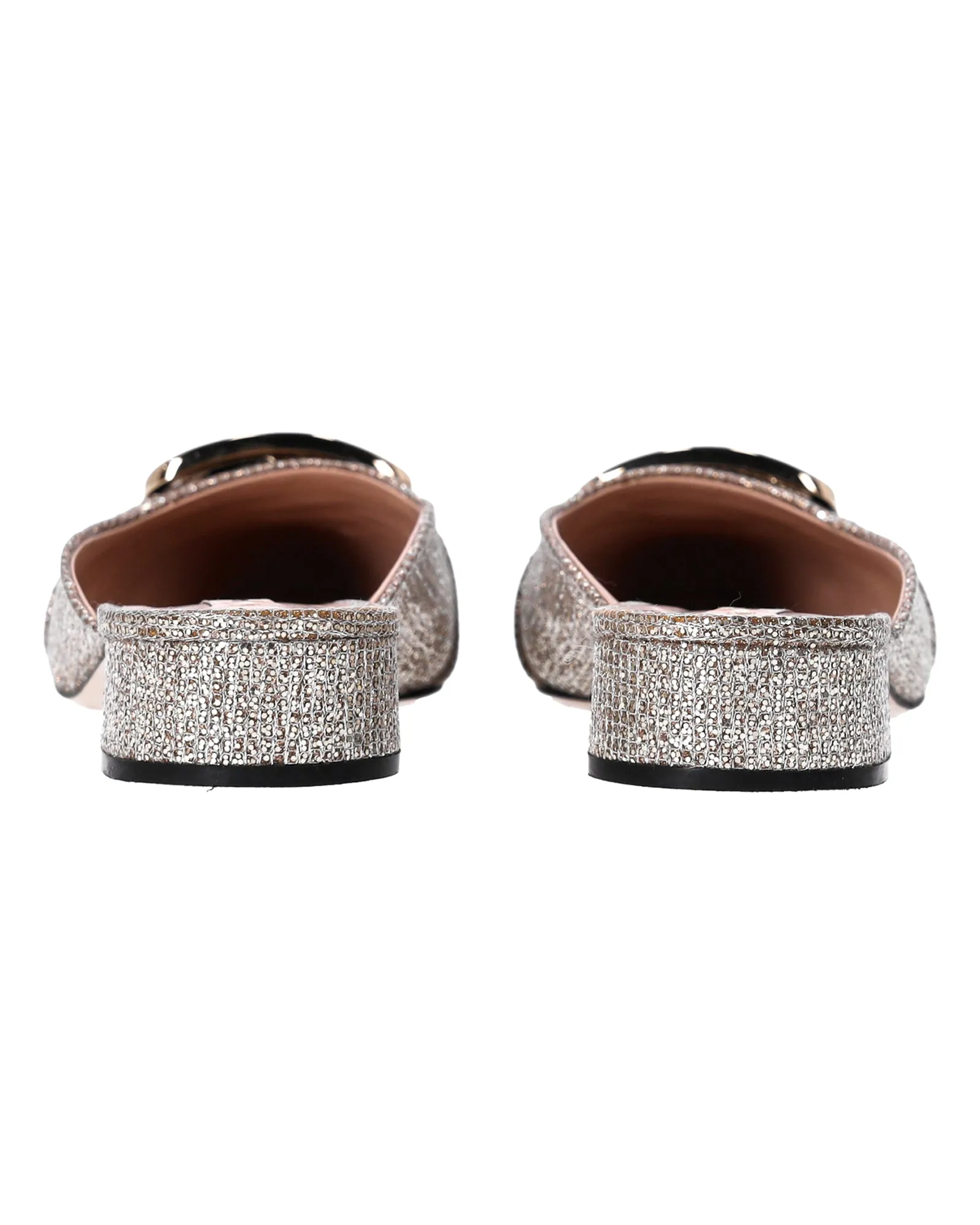 Casadei Alexa Low-Heel Mules in Gold Glitter