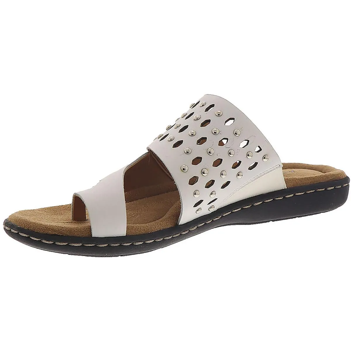 Catalina Womens Leather Toe Loop Slide Sandals