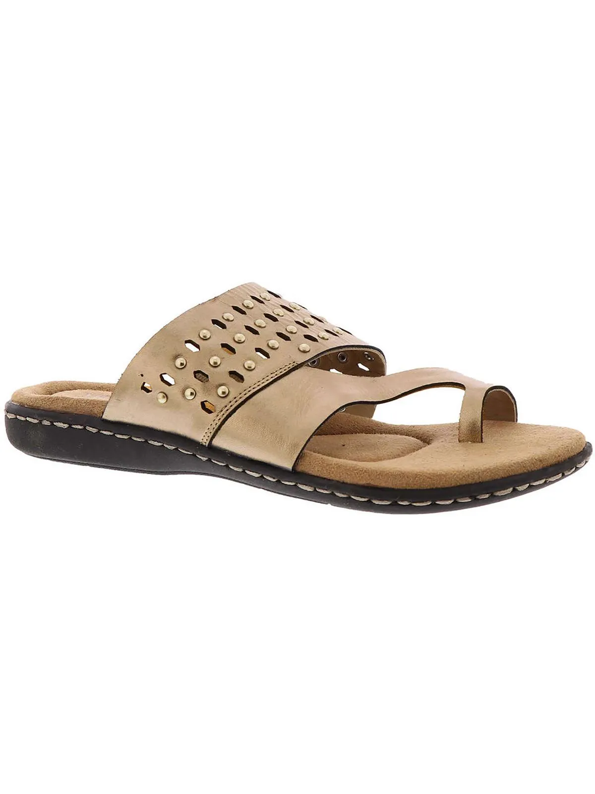Catalina Womens Leather Toe Loop Slide Sandals