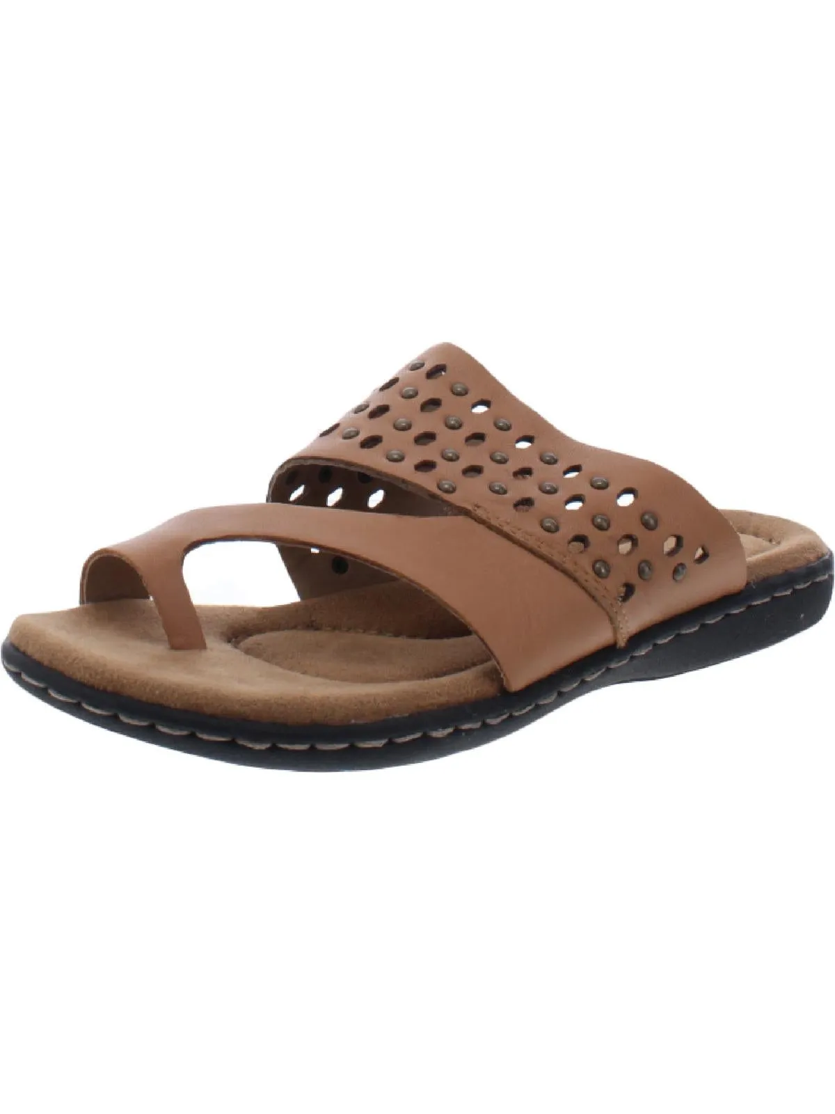 Catalina Womens Leather Toe Loop Slide Sandals