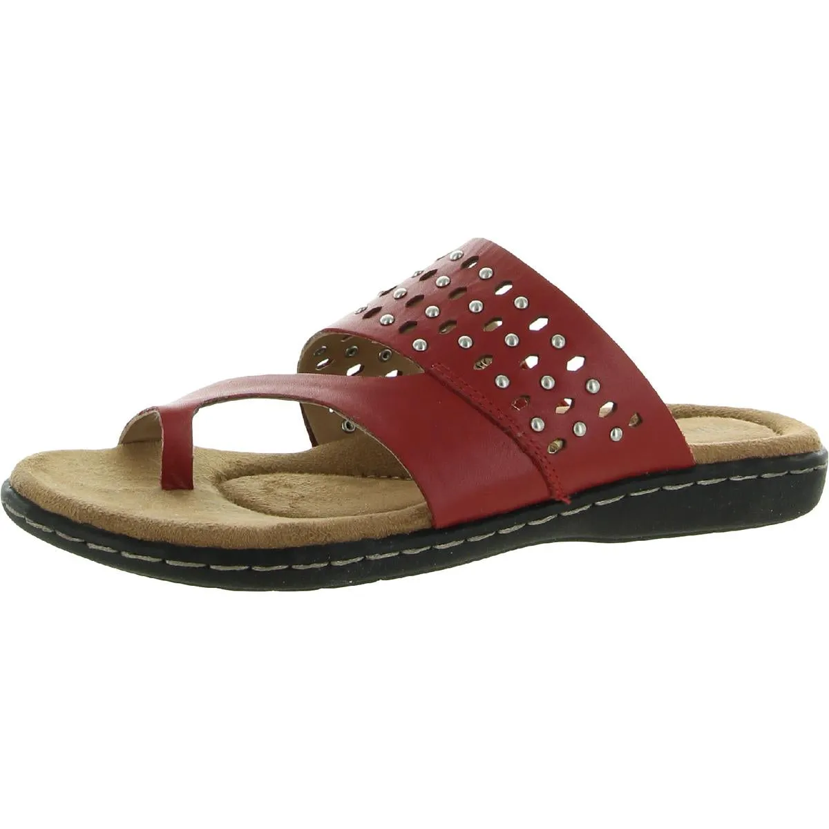 Catalina Womens Leather Toe Loop Slide Sandals