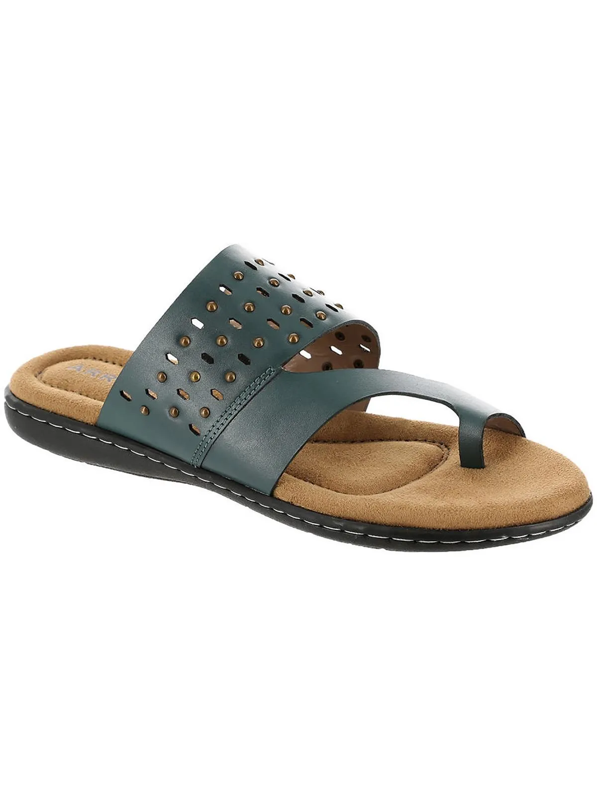 Catalina Womens Leather Toe Loop Slide Sandals