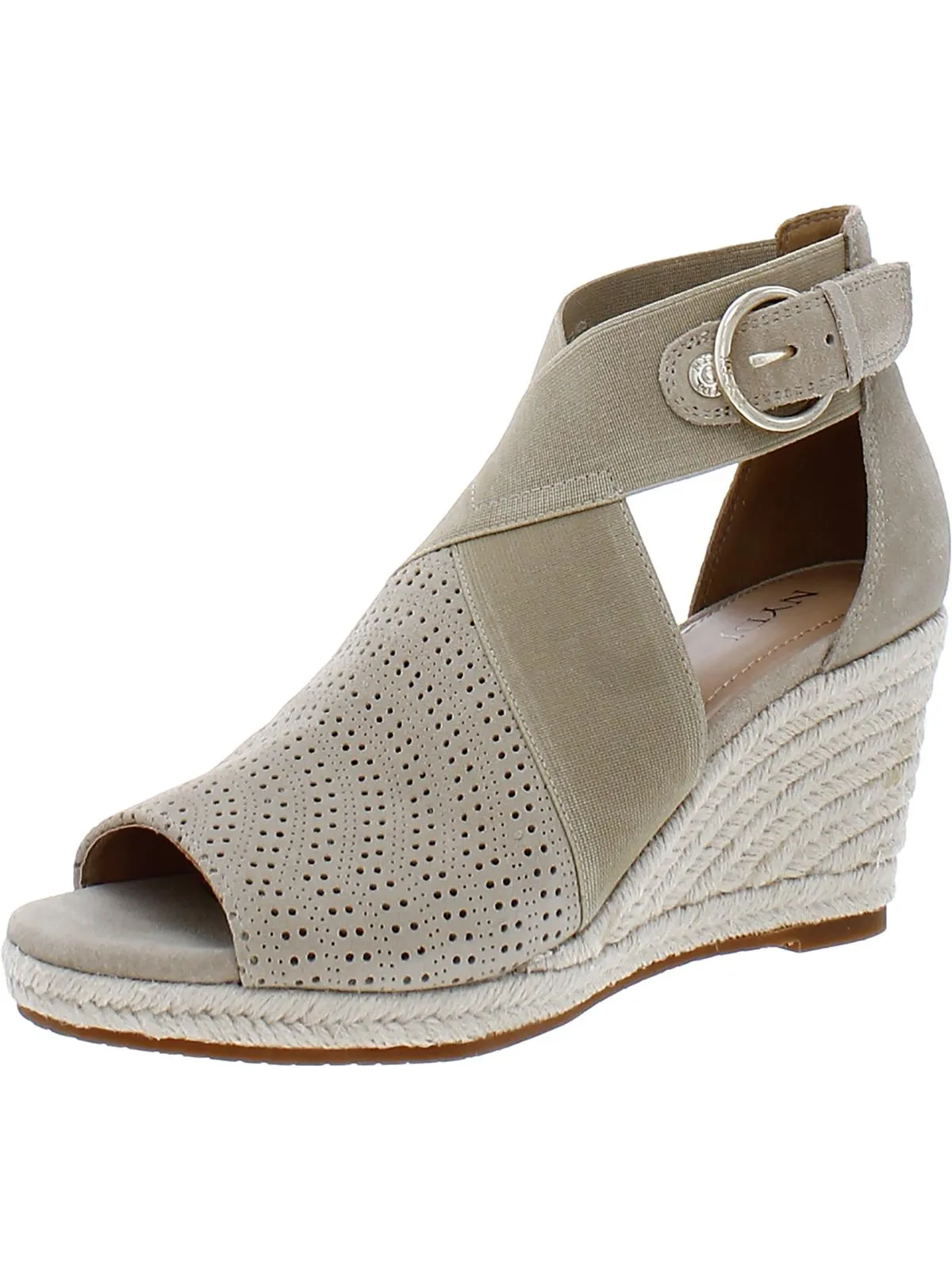 Charisma Womens Suede Peep-Toe Wedge Sandals