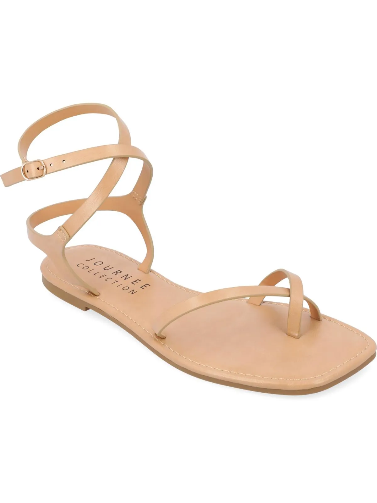 Charra Womens Faux Leather Square Toe Strappy Sandals