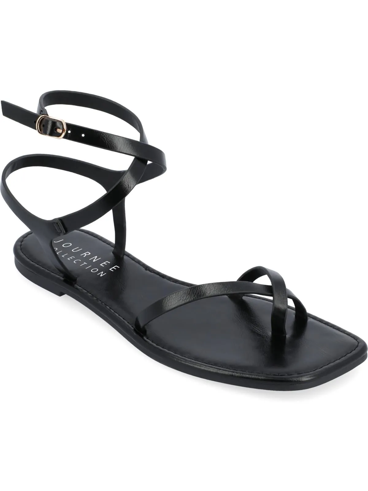 Charra Womens Faux Leather Square Toe Strappy Sandals