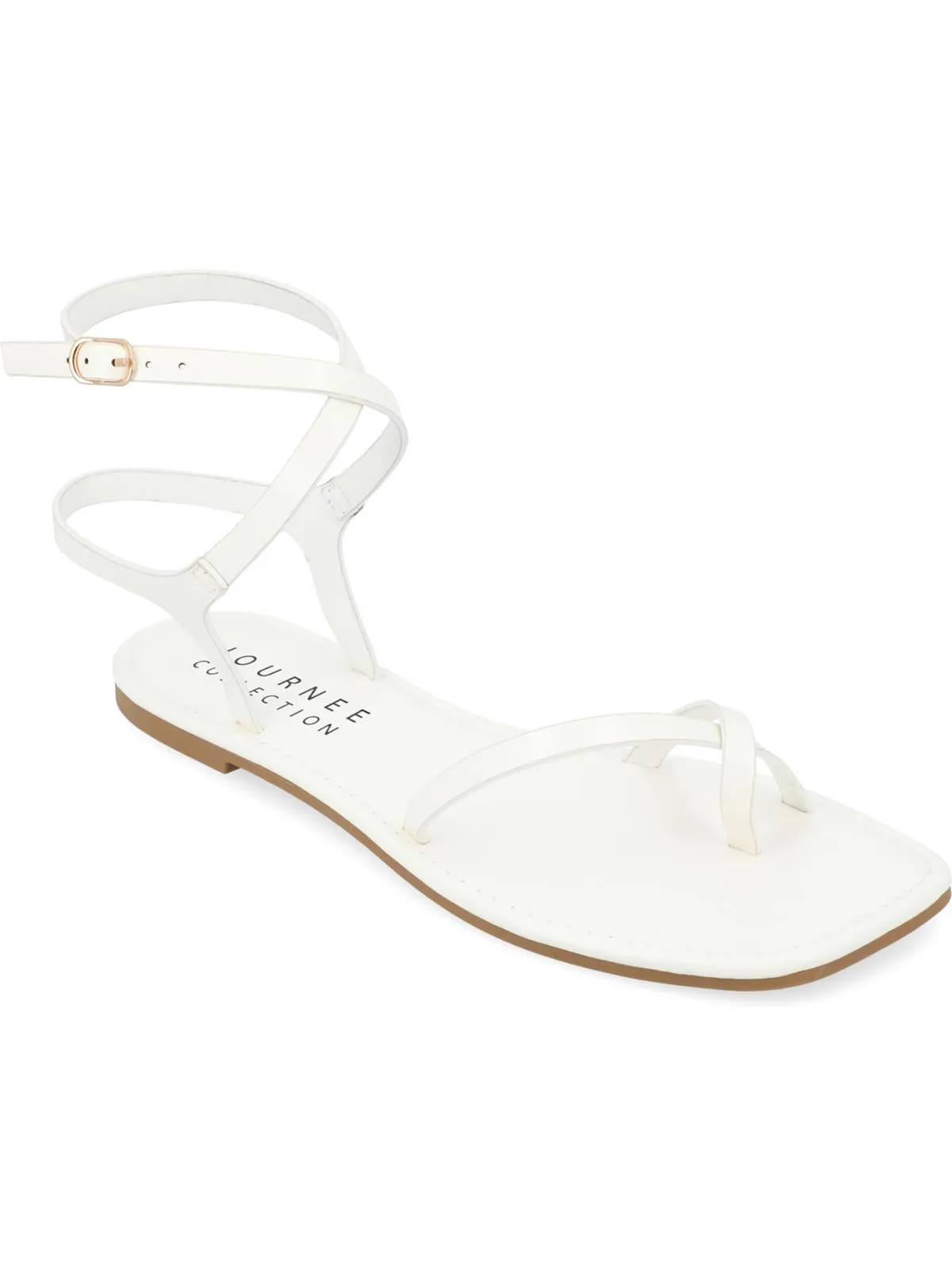 Charra Womens Faux Leather Square Toe Strappy Sandals