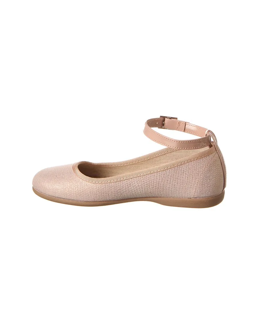 Childrenchic Textured Leather Ankle Strap Flat