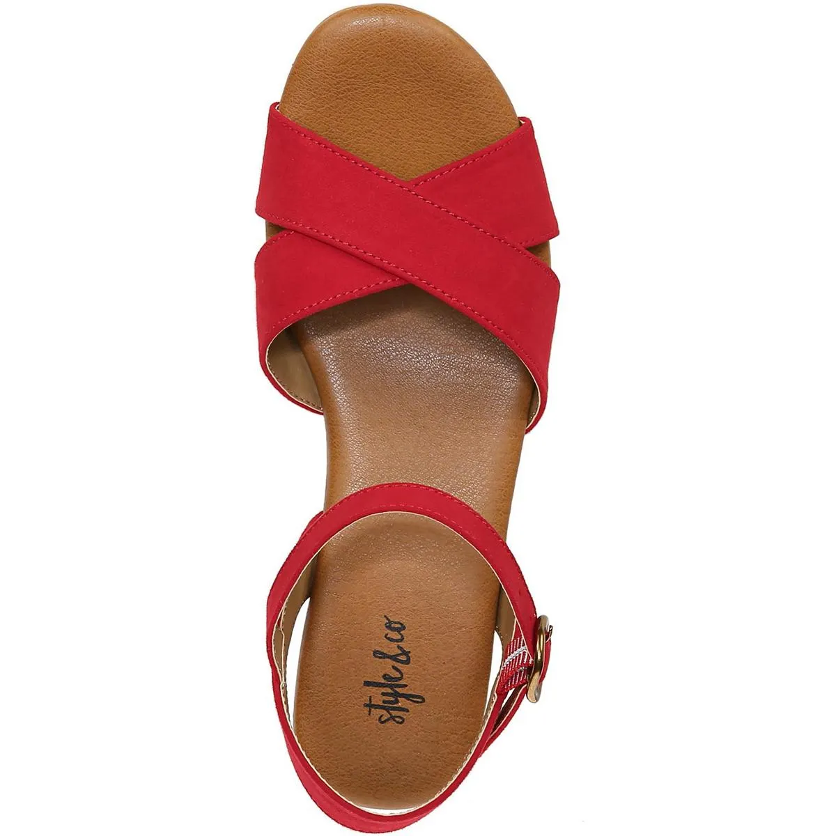 Chloe Womens Faux Leather Ankle Wedge Sandals