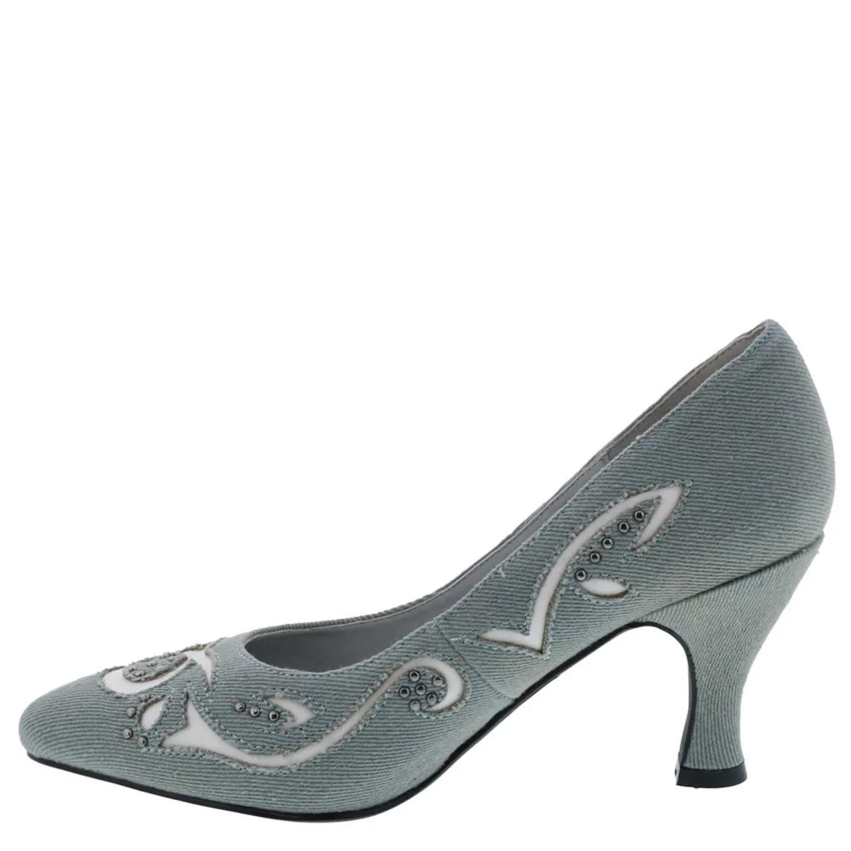 Cici Womens Denim Studded Pointed Toe Heels