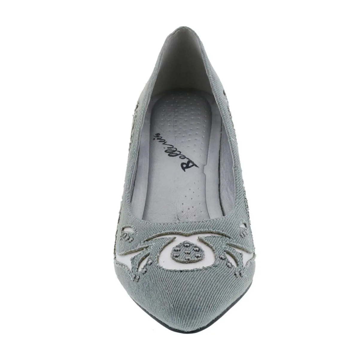 Cici Womens Denim Studded Pointed Toe Heels