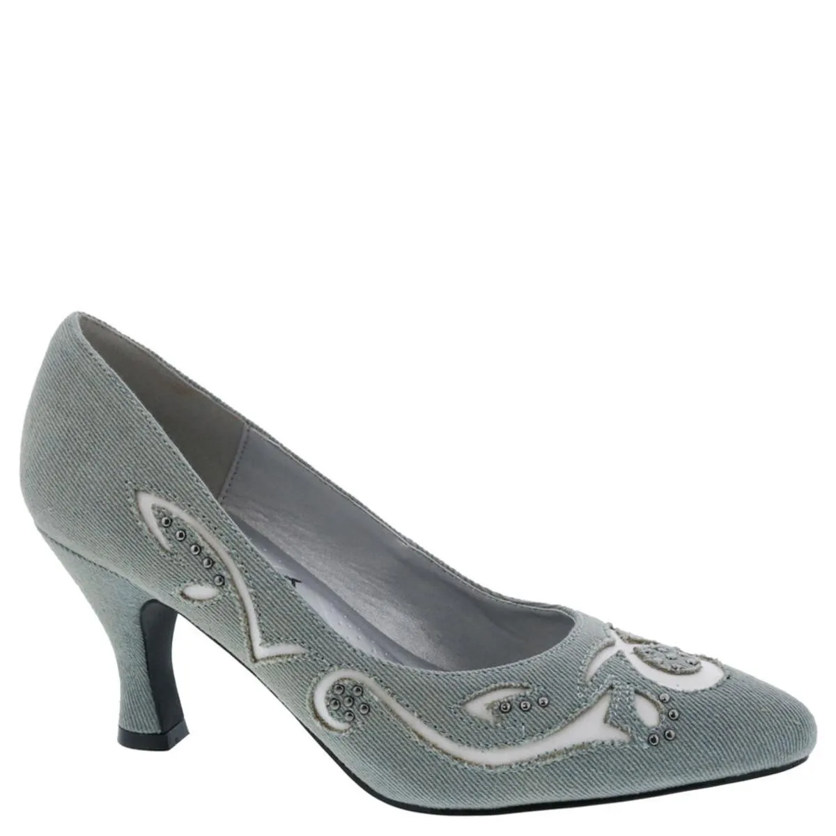 Cici Womens Denim Studded Pointed Toe Heels