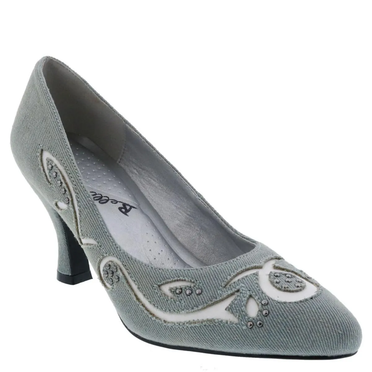 Cici Womens Denim Studded Pointed Toe Heels