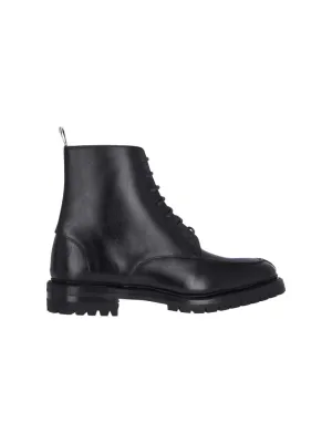 Classic Commando' Black Leather Derby Boots  Black