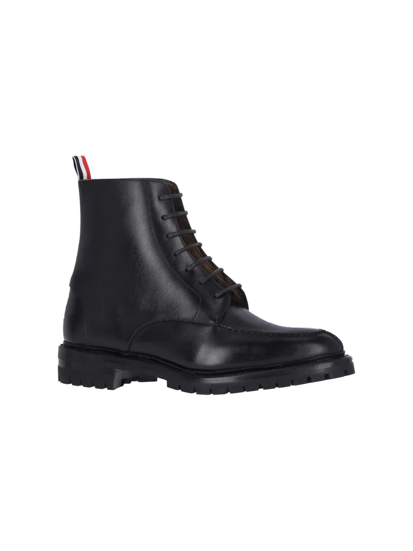 Classic Commando' Black Leather Derby Boots  Black