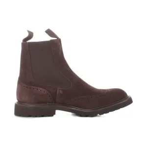 Coffee Suede Trickers Boot With Brogue Detailing