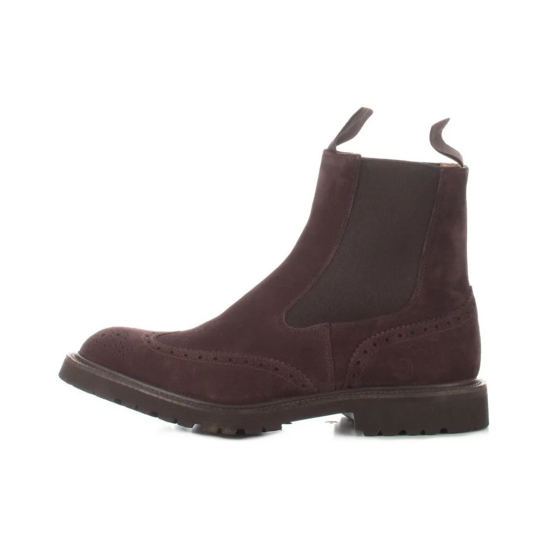 Coffee Suede Trickers Boot With Brogue Detailing