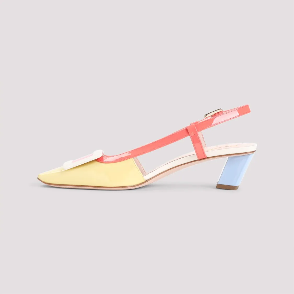 Color-Blocked Calfskin Leather Pumps