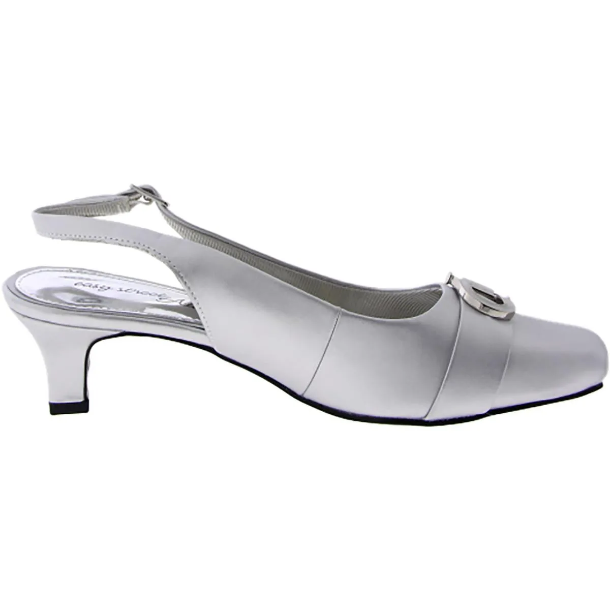 Connie Womens Satin Buckle Kitten Heels