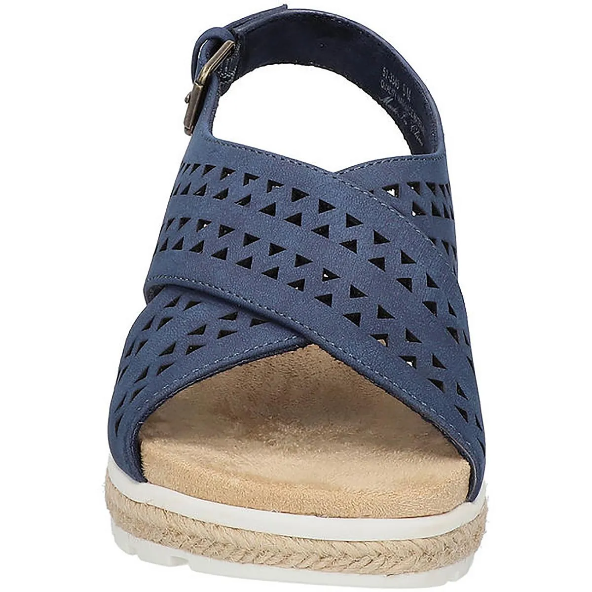 Cosette Womens Faux Leather Criss-Cross Wedge Sandals