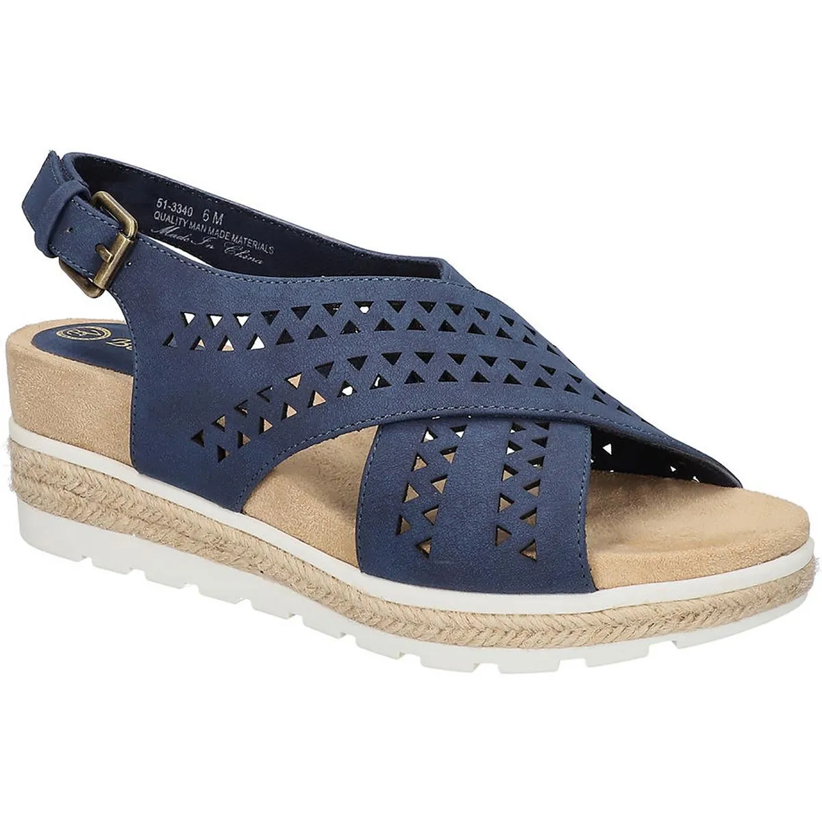 Cosette Womens Faux Leather Criss-Cross Wedge Sandals