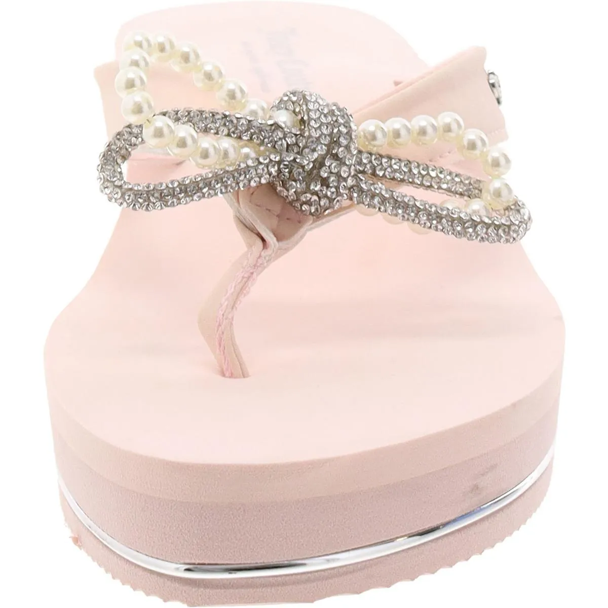 Crepe Womens Rhinestone Bow Platform Sandals