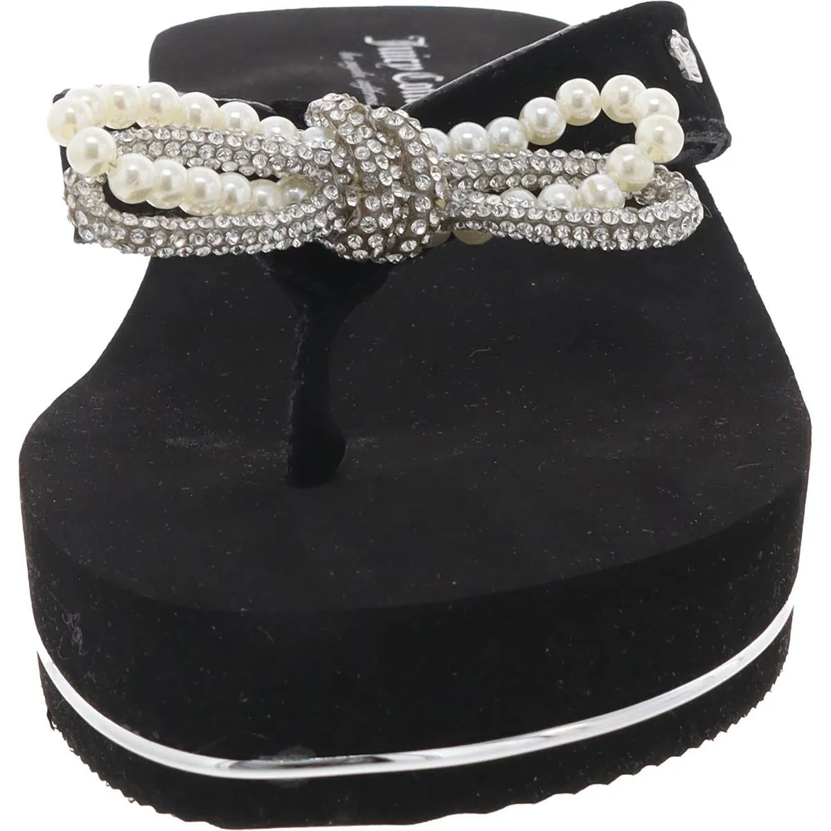 Crepe Womens Rhinestone Bow Platform Sandals