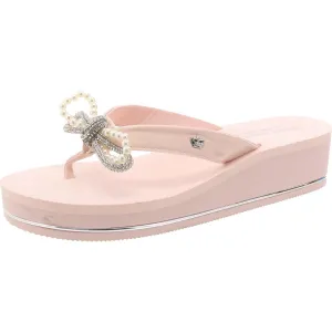 Crepe Womens Rhinestone Bow Platform Sandals