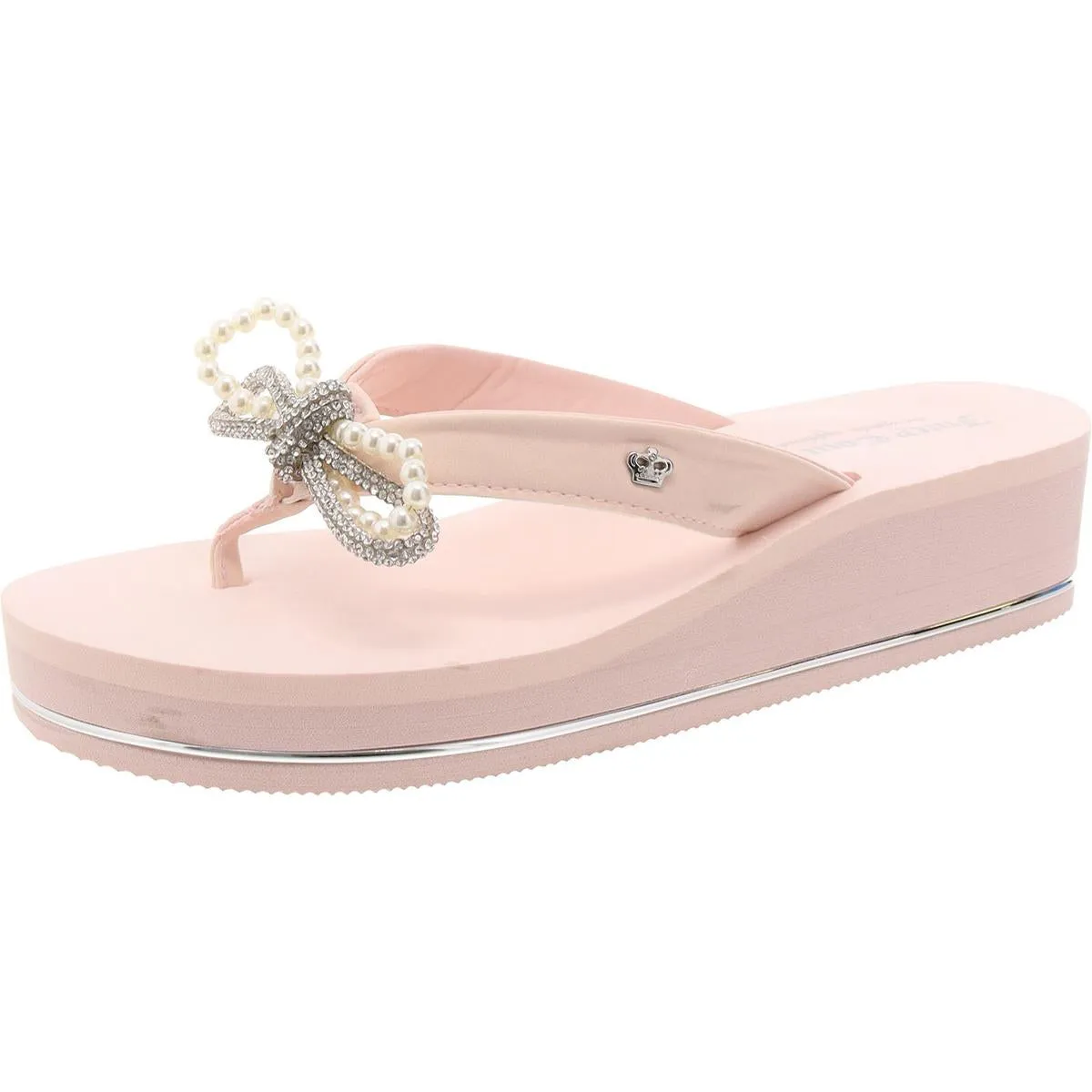 Crepe Womens Rhinestone Bow Platform Sandals