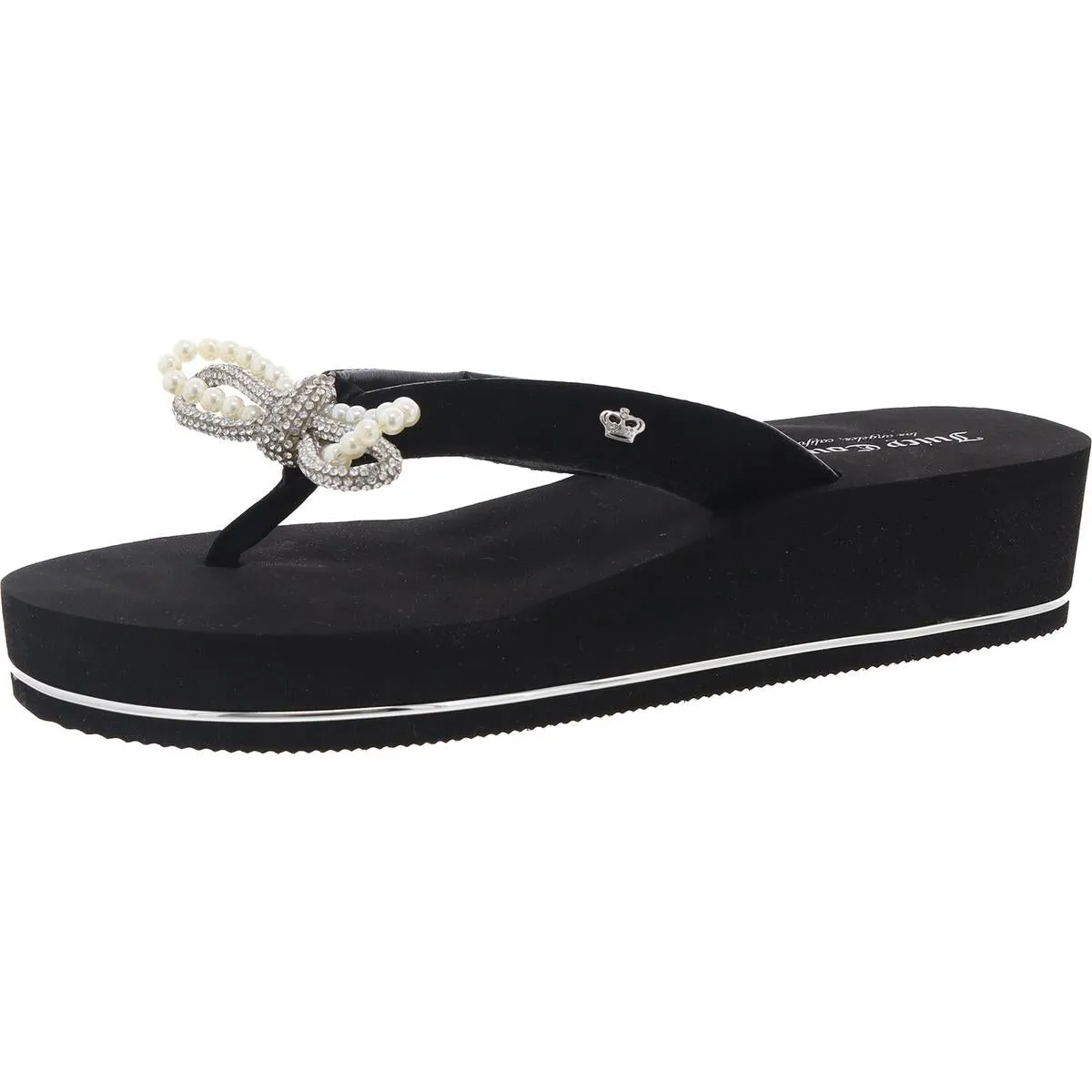 Crepe Womens Rhinestone Bow Platform Sandals