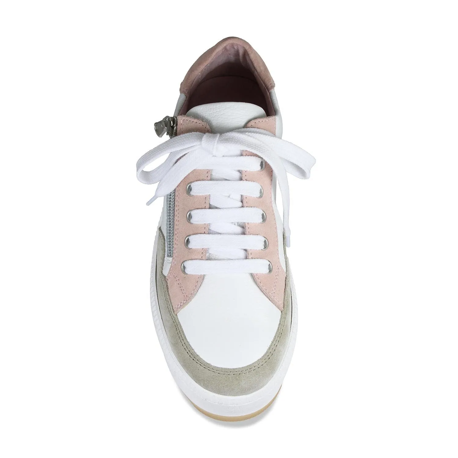 Dandy: White Leather & Pale Pink Suede