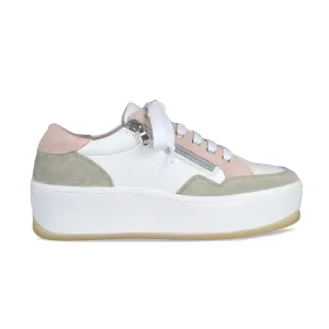 Dandy: White Leather & Pale Pink Suede