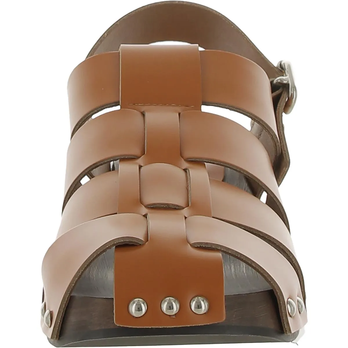 Darline Burnished Brick Womens Leather Studded Clogs