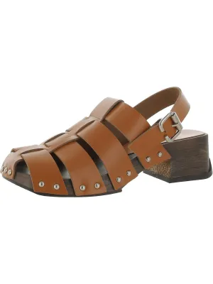 Darline Burnished Brick Womens Leather Studded Clogs